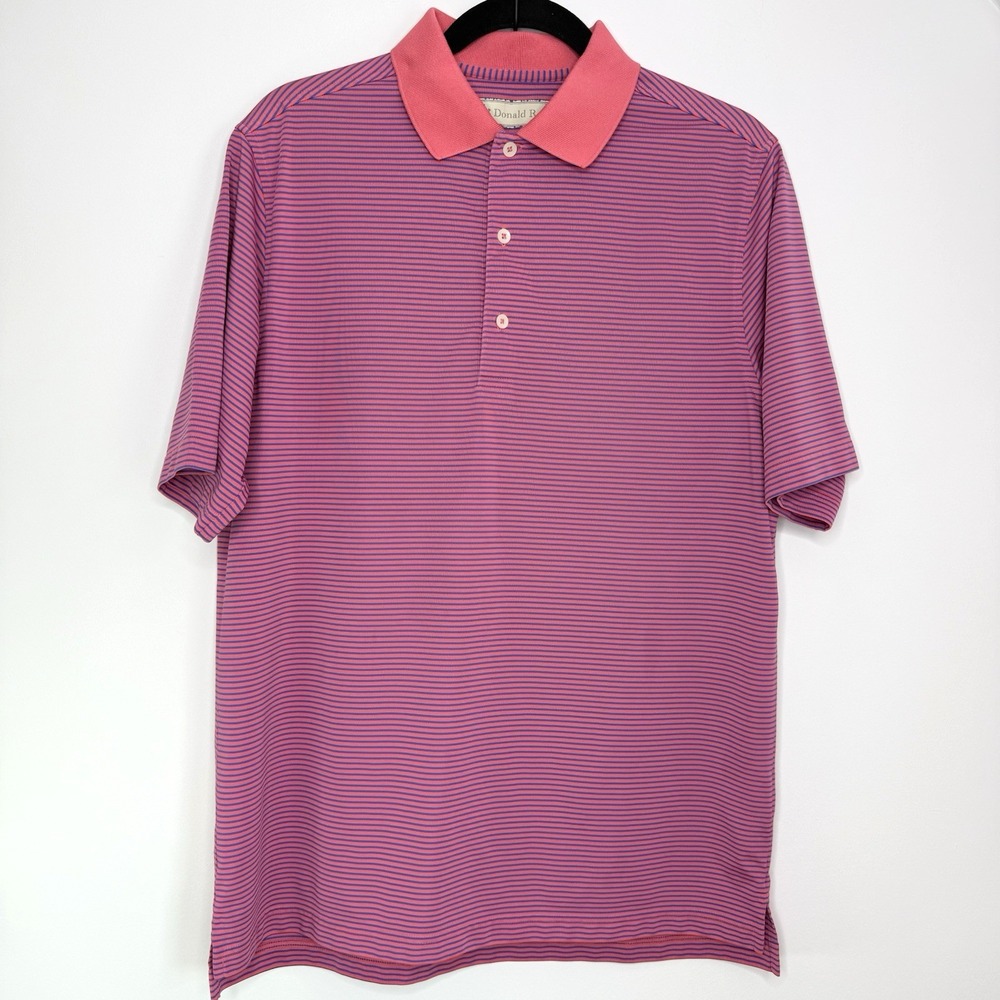 Donald Ross Polo Shirt Mens Small Pink Striped Golf‎ Casual Outdoor Office